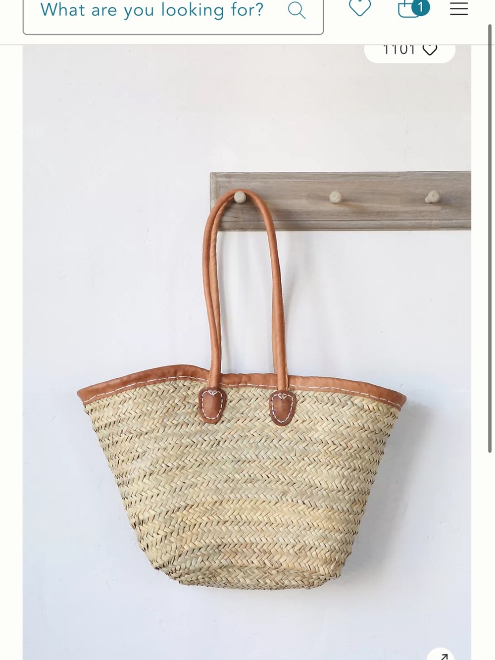 Anthropologie Woven Straw Tote with Tan Leather Trim